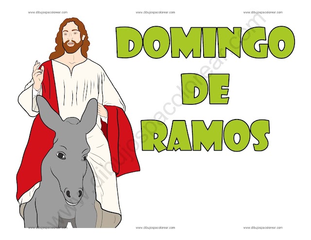Domingo de Ramos dibujo a color y para colorear